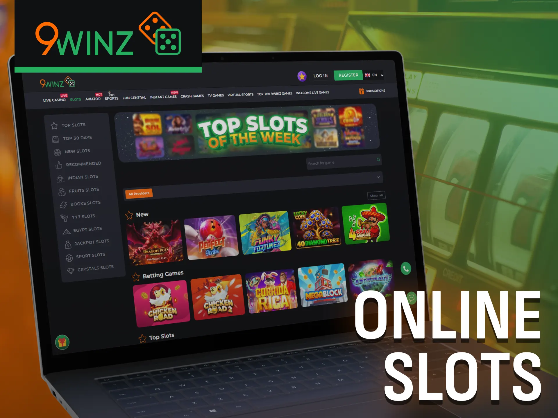 Play 9winz online slots and spin reels for big wins.