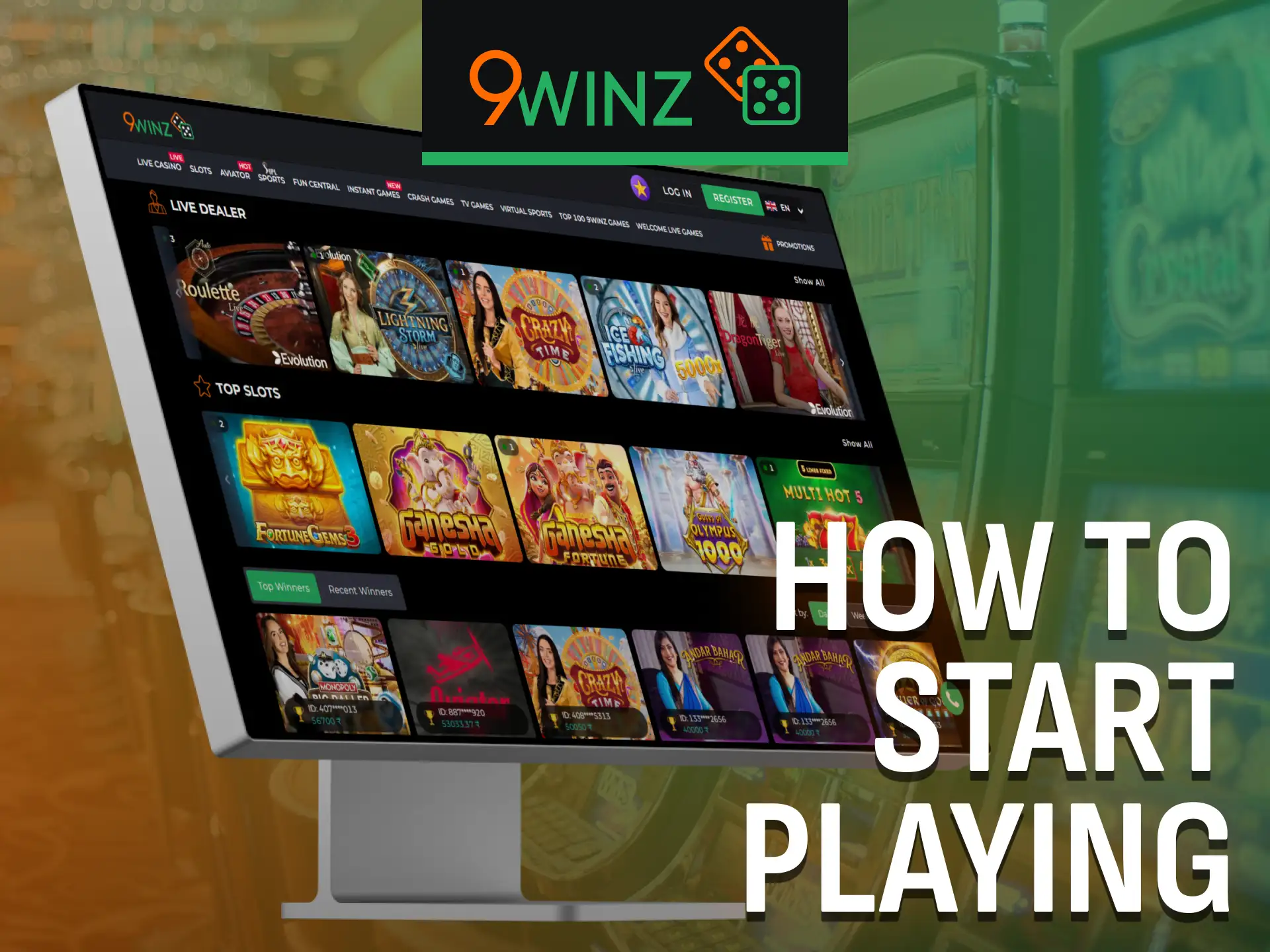 Start playing real money games on 9winz and win rewards.