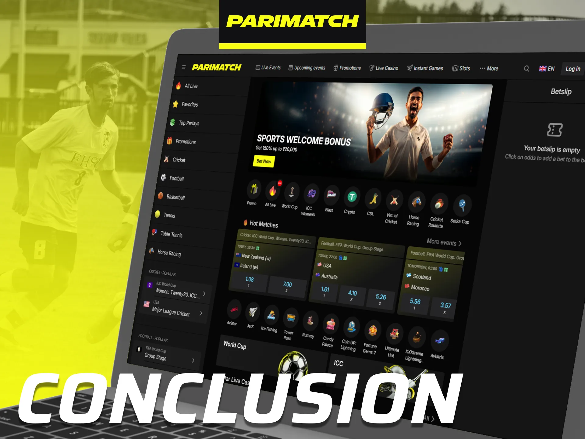 Learn key information about Parimatch and its services for players in India.