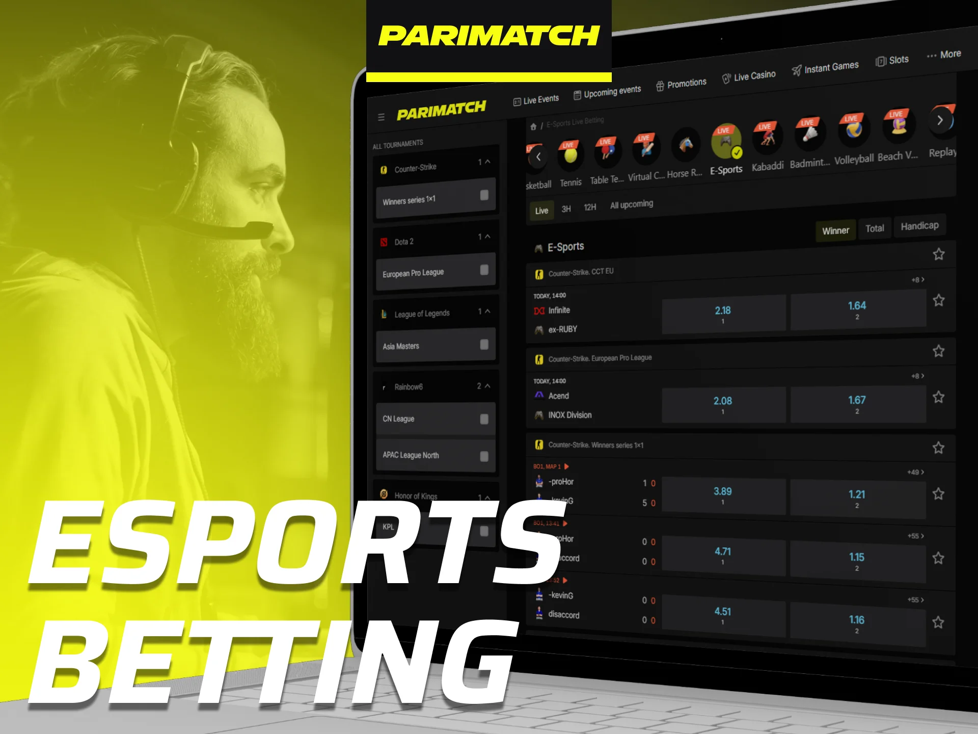 Discover esports betting opportunities available on Parimatch India.