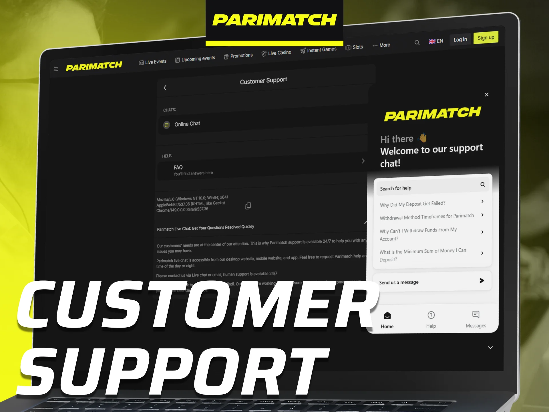 Evaluate the quality and availability of the Parimatch customer support service.